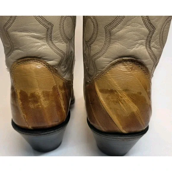 Womens Size 6 B Olathe Exotic Eel Skin Brown Leather Western Cowboy Boots - Picture 7 of 16